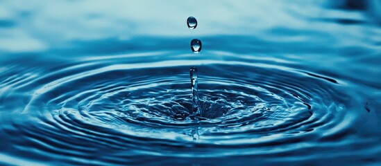 Aufkleber - Falling Drops On The Water Surface Splash Ripples On The Water Blue Color