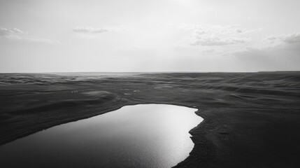 Poster - Black and white drone view of a remote wilderness landscape in the eastern region showcasing natural beauty and vast open spaces