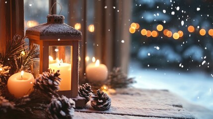 Aufkleber - Festive decorations and serene winter scenery