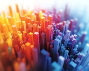 Poster - abstract visualization of data analytics on a light background, 3d rendering, modern design, vibrant