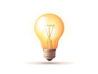 Glowing Light Bulb Icon Representing Ideas Innovation and Creativity on a White Background