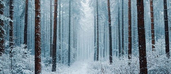Aufkleber - A Closeup Shot Of Trees In The Forest Covered In Snow In Winter
