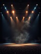 © Global Perspectives - A large stage with spotlights shining down smoke in the air dark background glitter dust particle Ultra realistic