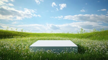 Aufkleber - Meadow stage for product showcase featuring a natural background ideal for advertisement concepts and presentations AI generated design template for display ideas