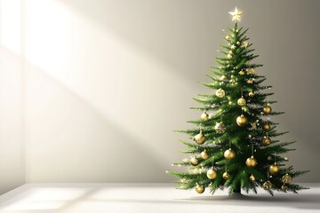 Wall Mural - minimalist decorated christmas tree in a bright room