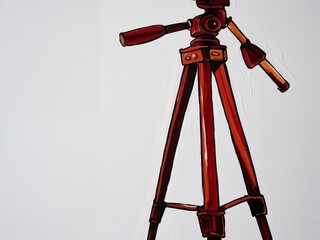 Tripod hand drawn painted painting illustration on plain white background