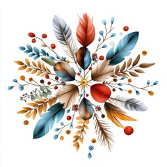 Sticker - Boho Snowflake Design with Natural Elements