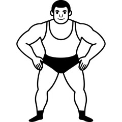 Sticker - Wrestling Player Movements Line Art Vector.