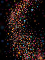 Abstract multicolored particles swirling in a black backdrop ad glitter dust particle Ultra realistic 