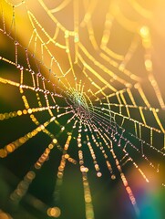Enchanting Raindrops Clinging to a Spider s Web Reflecting Vibrant Rainbows in Nature s Intimate Beauty