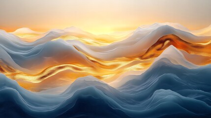 Fototapete - Luxurious series of wall art with flowing gold wave lines rich gradients and delicate gold foil details adding an elegant and sophisticated touch to any interior or decorative display
