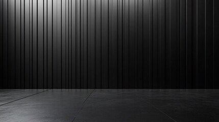 Poster - Matte black panelled wall background with wide bold vertical panels and crisp lines creating a dramatic and modern backdrop perfect for contemporary or industrial interior designs