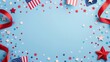 © Shutter2U - Patriotic 4th of July background with flags, stars and confetti.
