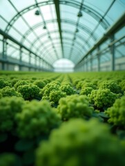 Wall Mural - Indoor photo of application of machine learning in genome editing of crops in the greenhouse