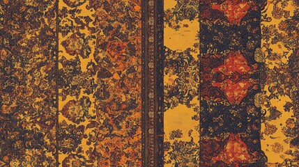 Poster - Abstract design of a patterned fabric scarf resembling a carpet