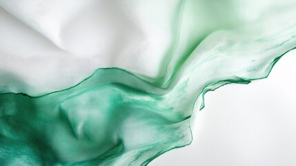 Poster - Ecological Watercolor Design Soft White Fabric Background Lime Acrylic Paper Eco Friendly Craft Invitation Emerald Gradient Border Vibrant Artwork Refined Green Imagery Mint Inspired Ecological Wa