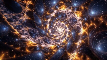 Poster - Fantasy 3D visualization featuring an isolated abstract fractal against a dark backdrop created through computer generated fractal design for a unique creative background
