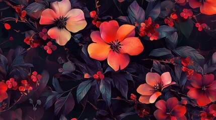 Poster - Digital abstract floral patterns for textile fabrics