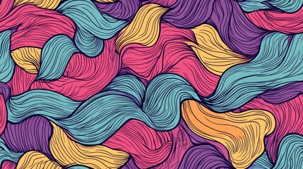 Poster - Hand drawn wave pattern seamless wavy background for wallpaper or surface textures