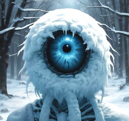 Illustration of frozen spooky monster eye.