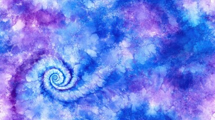 Poster - Blue Bohemian Spiral Tie Dye Artwork Seamless Purple Ornate Tie Dye Spiral Design Multicolored Seamless Swirl Vibrant Pattern