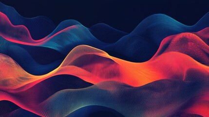 Poster - Colorful abstract wave element for design featuring a digital frequency track equalizer Stylized line art background with 2D cartoon illustration and smooth curved lines