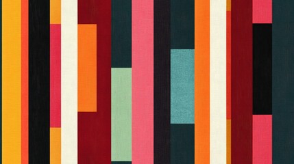 Poster - Colorful geometric stripes creating a textured abstract modern design seamless textile pattern