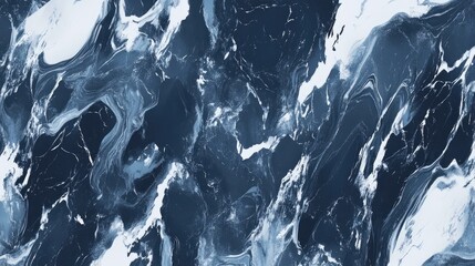 Poster - Seamless Marble Texture Background Modern Dark Blue Surface With White Accents Liquid Pattern Art Visual Illusion High Quality Stunning Digital Artwork