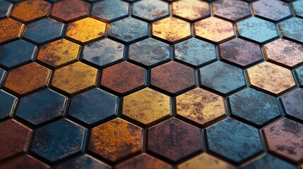 Poster - Bright hexagon pattern on a seamless tiled background