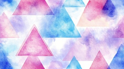 Poster - watercolor pastel triangle seamless pattern background