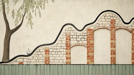 Poster - Decorative Brick Wall with Concrete Background Maintenance and Repair Works Indoor Renovation and Restoration