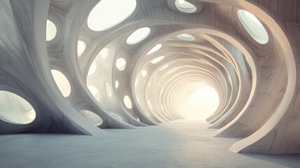 Poster - futuristic geometric tunnel with an abstract design showcasing innovative architectural concepts thr