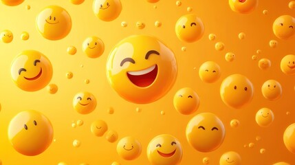 Smiling Emojis on a Yellow Background