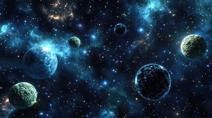 Poster - Infinite space background featuring nebula and stars in a 3D cartoon rendering