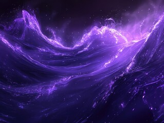 Poster - Glowing waves in vibrant purple hues create a dynamic and captivating background
