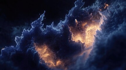 Poster - fantasy 3d illustrated abstract fractal design on a dark backdrop