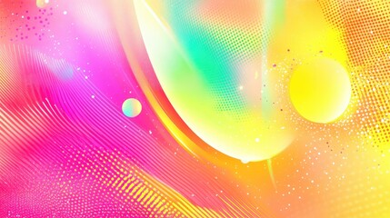 Poster - Abstract colorful geometric vector background featuring fluid gradient shapes with halftone and bokeh effects Ideal for vibrant children s nursery designs