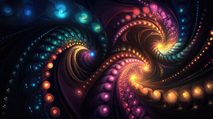 Poster - vibrant abstract fractal design featuring colorful light patterns on a dark backdrop