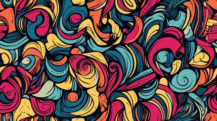Poster - Colorful seamless pattern featuring fancy abstract decorative doodles