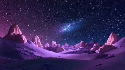 Wall Mural - 3D cartoon depiction of an isolated panoramic Milky Way set against a starry night sky