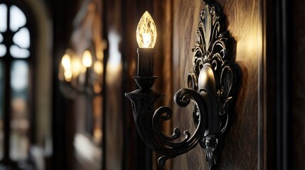 Poster - 3D rendering of a close up view of a wall sconce
