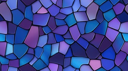 Poster - Raster abstract patch seamless pattern featuring a mosaic design in shades of blue purple and violet