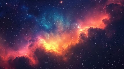 Poster - colorful space galaxy cloud nebula in a 3d cartoon rendering stary night cosmos and supernova backgr