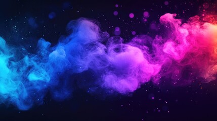 Wall Mural - Neon blue and purple multicolored smoke cloud design elements featuring a vibrant abstract background with smooth gestures on the screen