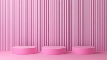 Poster - pink 3d podiums as an abstract minimalistic background podium arrangement
