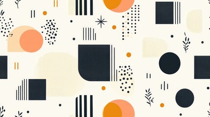 Poster - Seamless geometric pattern featuring minimalistic design with simple shapes and figures
