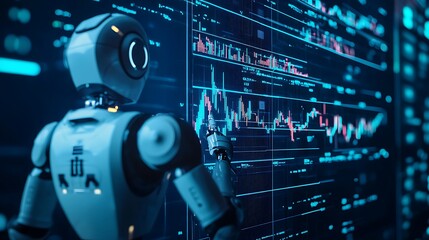 Fototapete - The future of collaboration exploring the synergy between robots and humans in trading strategies for enhanced efficiency and accuracy