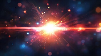 Poster - Abstract lens flare in a 3D cartoon rendering Concept image depicting a space or time travel background with dark colors and bright lights