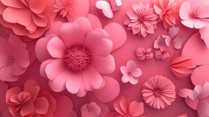 Poster - Abstract pink geometric floral shapes background ideal for product showcase in 3D render