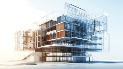 Fototapete - Innovative ai-assisted architectural design transforming concepts into reality with advanced visualization techniques and structural creativity